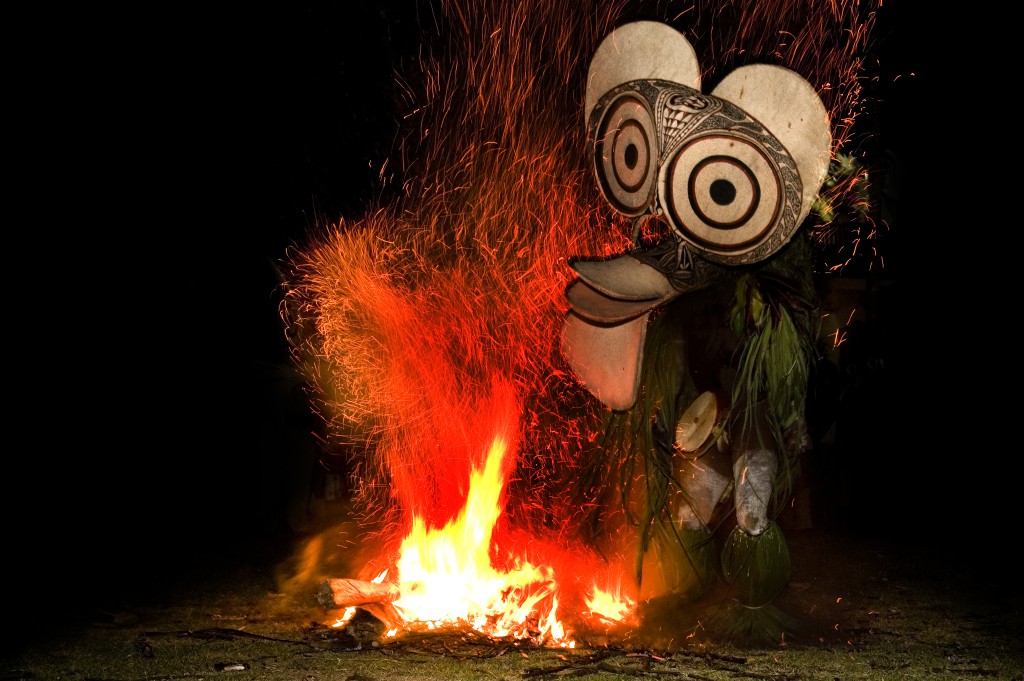 Firedancers of the Papua New Guinean tribe Baining of the Baining mountains on the island of New Britain